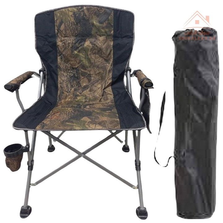 Venice Foldable Camping Chair with Armrests & Cup Holder | Portable Outdoor Chair with Carry Bag - Souk Al Ras