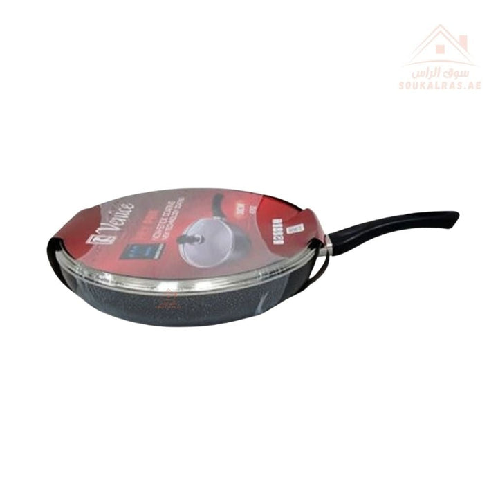 Venice Fry Pan with Glass Lid | Non - Stick Coating | Even Heat Distribution | Even heat distribution for perfect results - Souk Al RasPots & Pans