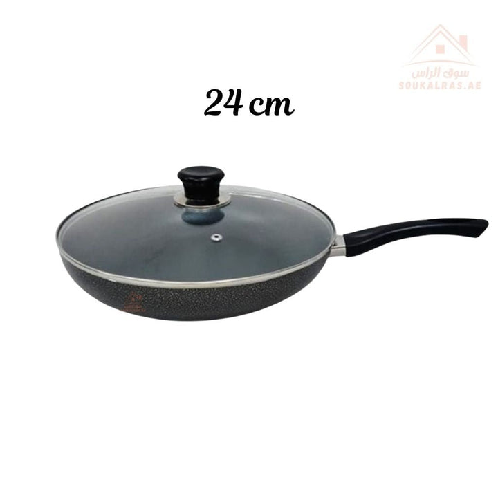 Venice Fry Pan with Glass Lid | Non - Stick Coating | Even Heat Distribution | Even heat distribution for perfect results - Souk Al RasPots & Pans