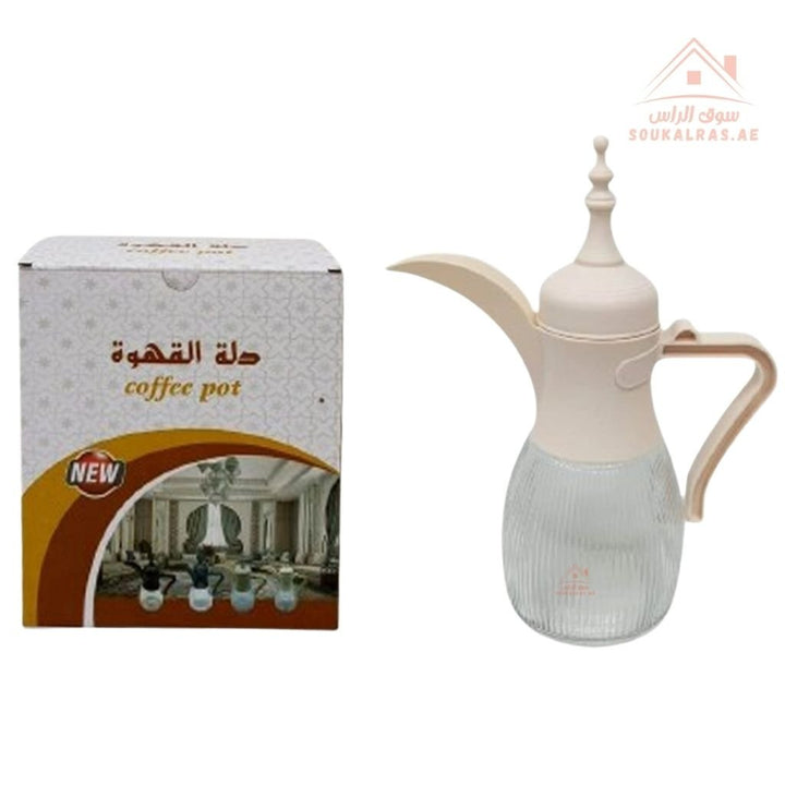 Venice Glass Coffee Pot with Elegant Plastic Lid | Modern & Stylish Design |ideal for serving Arabic coffee and hot beverages. - Souk Al Ras