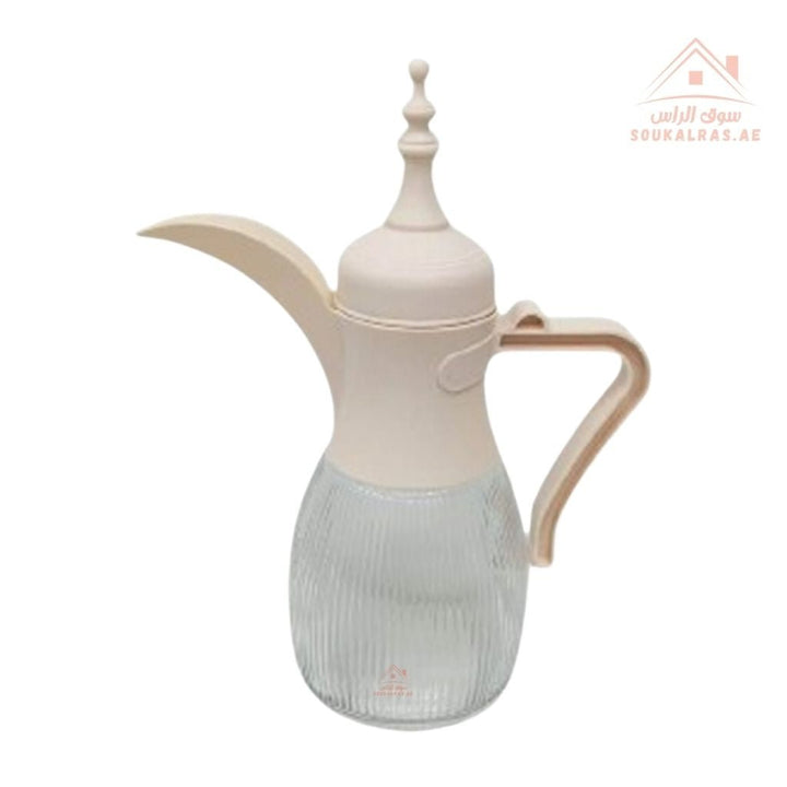 Venice Glass Coffee Pot with Elegant Plastic Lid | Modern & Stylish Design |ideal for serving Arabic coffee and hot beverages. - Souk Al Ras