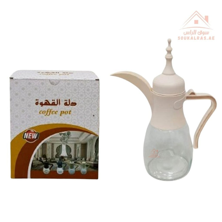 Venice Glass Coffee Pot with Elegant Plastic Lid | Modern & Stylish Design |ideal for serving Arabic coffee and hot beverages. - Souk Al Ras