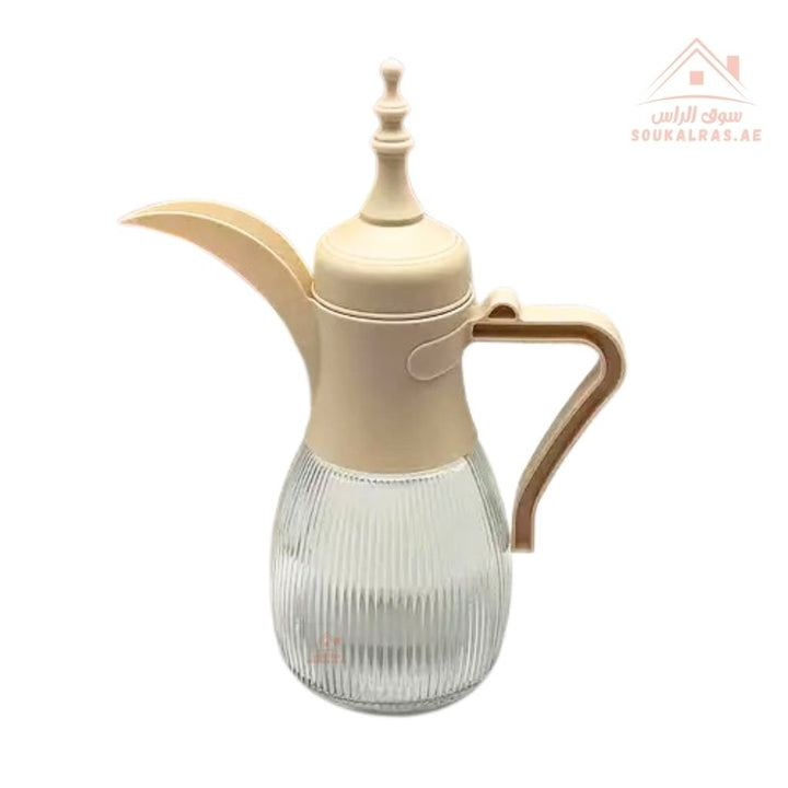 Venice Glass Coffee Pot with Elegant Plastic Lid | Modern & Stylish Design |ideal for serving Arabic coffee and hot beverages. - Souk Al Ras