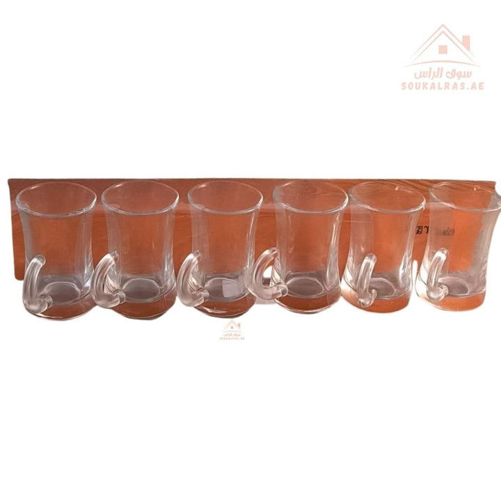 Venice Glass Tea Cups Set | 6 - Piece Clear Glass Istikana | Classic Curved Design - Souk Al Ras