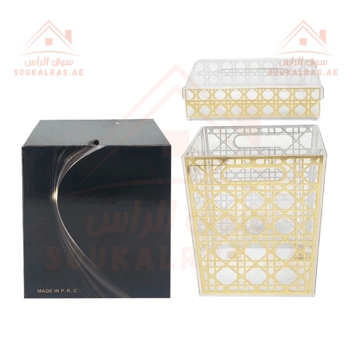 Venice Gold Pattern Bin and Tissue Box Set | Elegant Home Accessories - Souk Al RasHousehold Supplies