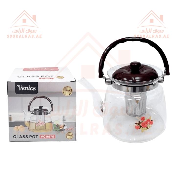 Venice Italy 2200ML Glass Pot with Infuser | High quality | Heat - Resistant Glass - Souk Al RasTeapots & Coffee Servers