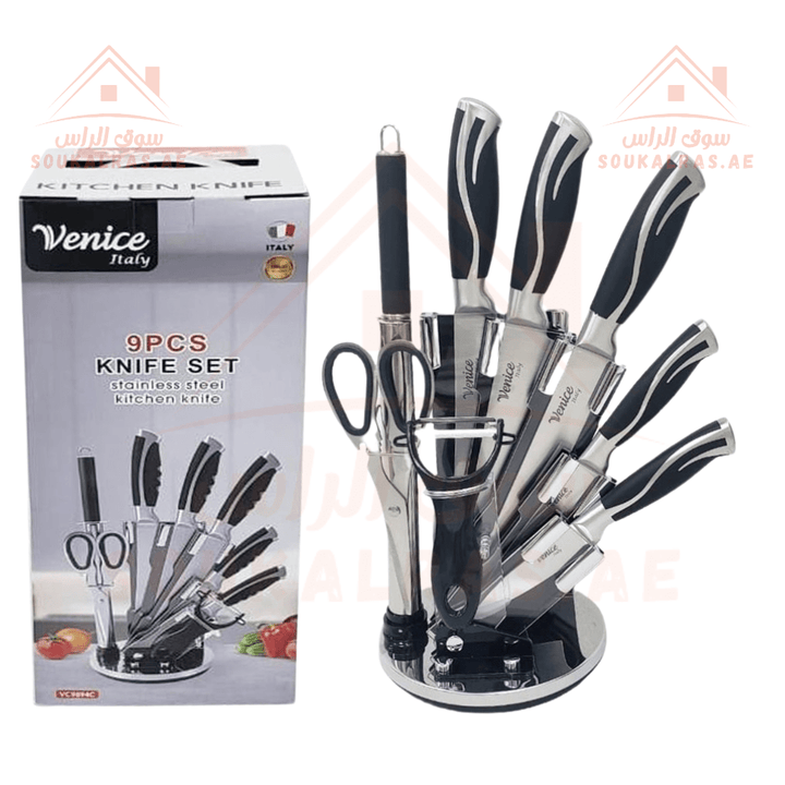 Venice Italy 9PCS Stainless Steel Knife Set - Souk Al RasKitchen Knives