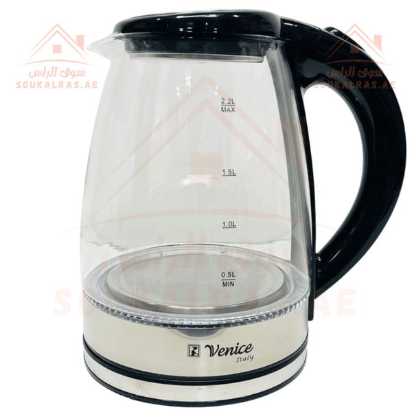 Venice Italy Electric Kettle 2.2L | 1500W | Glass Body | LED Indicator | Automatic Switch Off | 24 MONTHS WARRANTY - Souk Al RasBoilers & Kettles