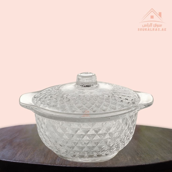 Venice Italy Glass Coffee & Tea Set | Includes 4 Arabic Coffee Cups, 4 Tea Cups, 1 Crystal Bonbonniere with Lid & Metal Stand | Elegant Serving Set - Souk Al Ras