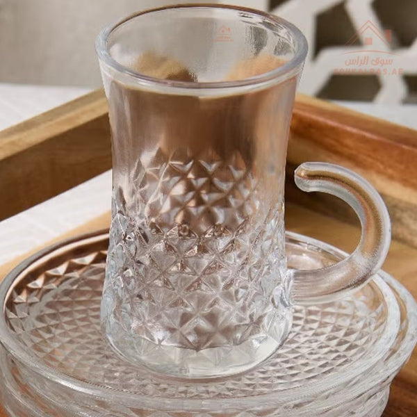 Venice Italy Glass Tea Cup & Saucer Set | Elegant 4 - Piece Design | Premium Quality | Perfect for Hospitality - Souk Al Ras