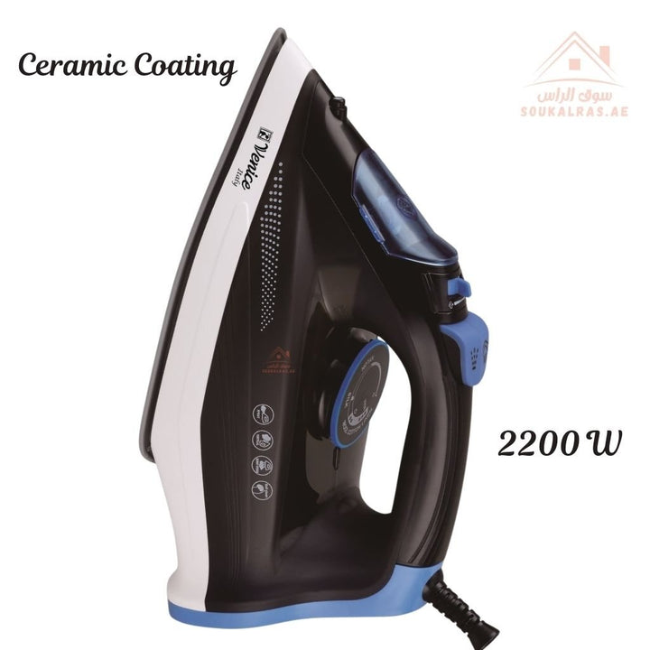 Venice Italy Steam Iron 2200W | Ceramic Coating Soleplate | Powerful & Durable|Adjustable steam function for different fabrics - Souk Al Ras