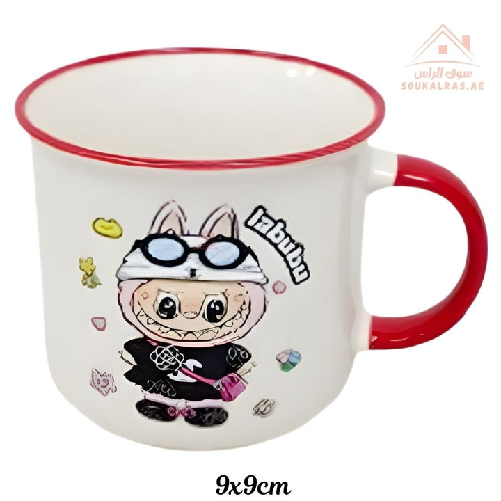 Venice Labubu Ceramic Mug | 9x9cm Colorful Cartoon Coffee Cup | Cute Character Design | Durable Ceramic Build - Souk Al Ras