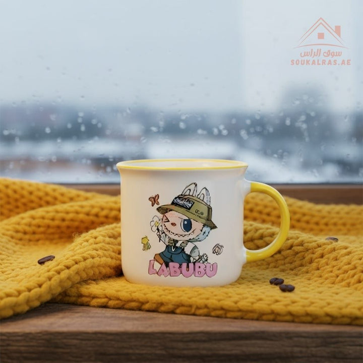 Venice Labubu Ceramic Mug | 9x9cm Colorful Cartoon Coffee Cup | Cute Character Design | Durable Ceramic Build - Souk Al Ras