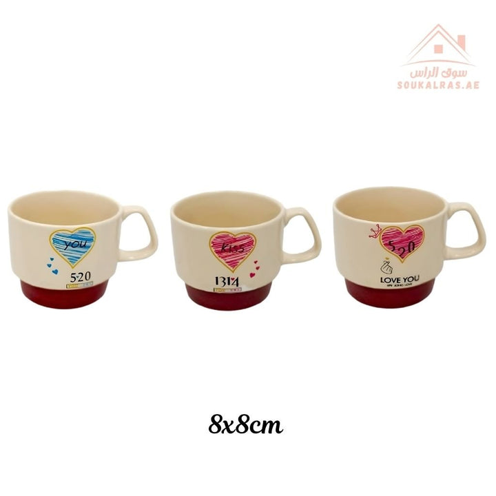 Venice Love Heart Ceramic Mug | 8x8cm Romantic Coffee Cup | Elegant Design | Durable Ceramic Material - Souk Al Ras
