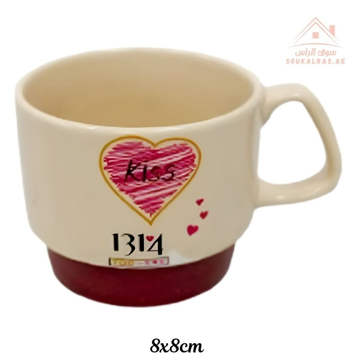Venice Love Heart Ceramic Mug | 8x8cm Romantic Coffee Cup | Elegant Design | Durable Ceramic Material - Souk Al Ras