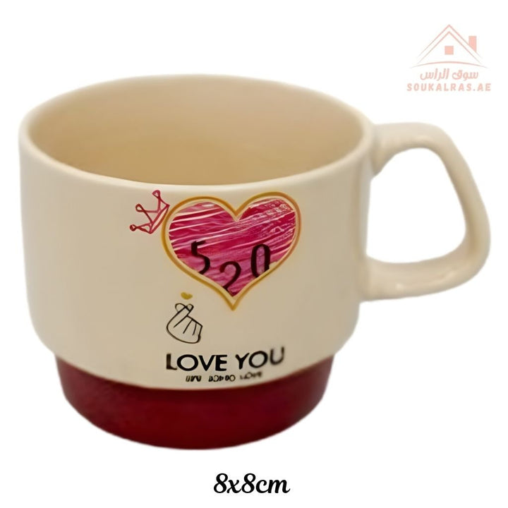 Venice Love Heart Ceramic Mug | 8x8cm Romantic Coffee Cup | Elegant Design | Durable Ceramic Material - Souk Al Ras