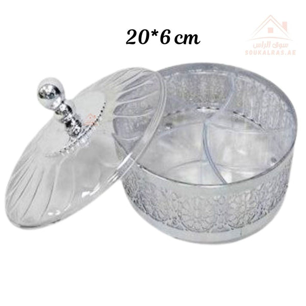 Venice Luxury 4 - Section Serving Box with Lid 20*6 cm | Elegant Storage Dish for Nuts & Snacks - Souk Al Ras