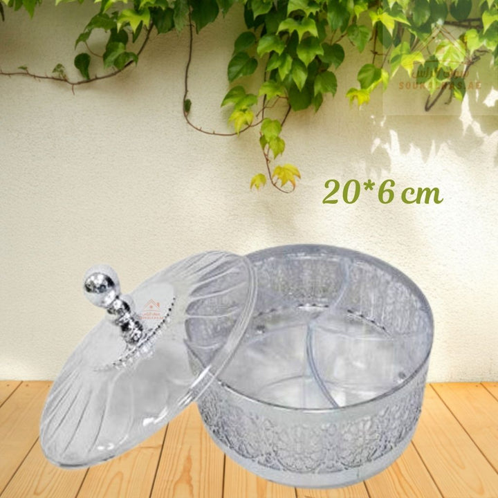 Venice Luxury 4 - Section Serving Box with Lid 20*6 cm | Elegant Storage Dish for Nuts & Snacks - Souk Al Ras