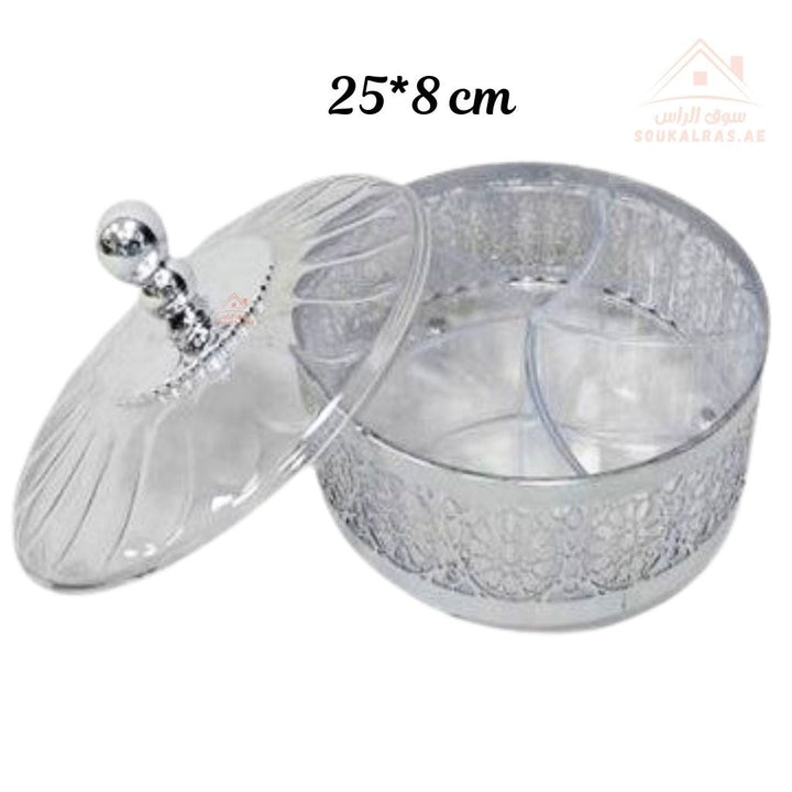 Venice Luxury 4 - Section Serving Box with Lid 25*8 cm | Elegant Storage Dish for Nuts & Snacks - Souk Al Ras