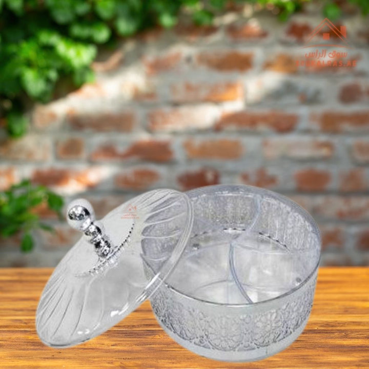 Venice Luxury 4 - Section Serving Box with Lid 25*8 cm | Elegant Storage Dish for Nuts & Snacks - Souk Al Ras
