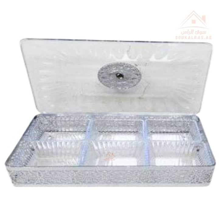 Venice Luxury 6 - Section Serving Box with Lid | Elegant Storage Dish for Nuts & Snacks - Souk Al Ras