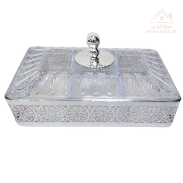 Venice Luxury 6 - Section Serving Box with Lid | Elegant Storage Dish for Nuts & Snacks - Souk Al Ras