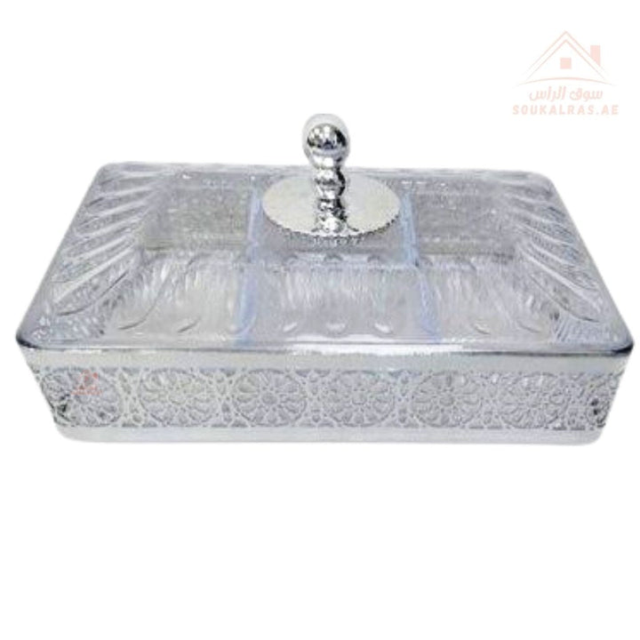 Venice Luxury 6 - Section Serving Box with Lid | Elegant Storage Dish for Nuts & Snacks - Souk Al Ras