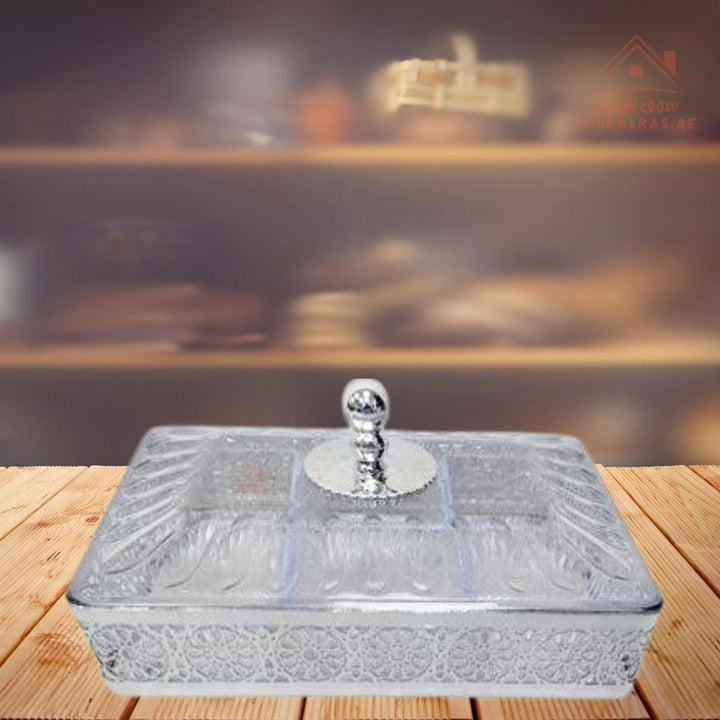 Venice Luxury 6 - Section Serving Box with Lid | Elegant Storage Dish for Nuts & Snacks - Souk Al Ras