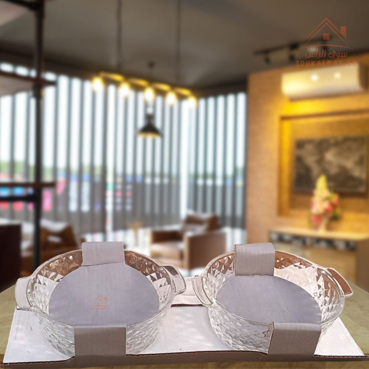 Venice Luxury Glass Serving Dish 12CM | Premium - quality glass with crystal - cut texture | Ideal for Desserts & Appetizers - Souk Al Ras