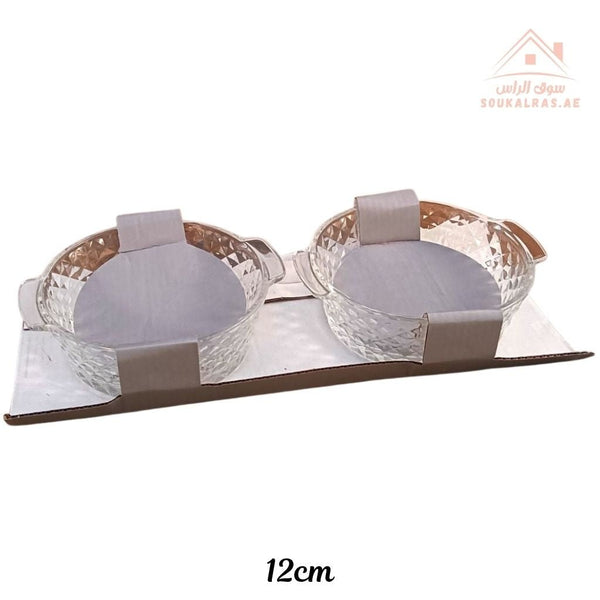 Venice Luxury Glass Serving Dish 12CM | Premium - quality glass with crystal - cut texture | Ideal for Desserts & Appetizers - Souk Al Ras