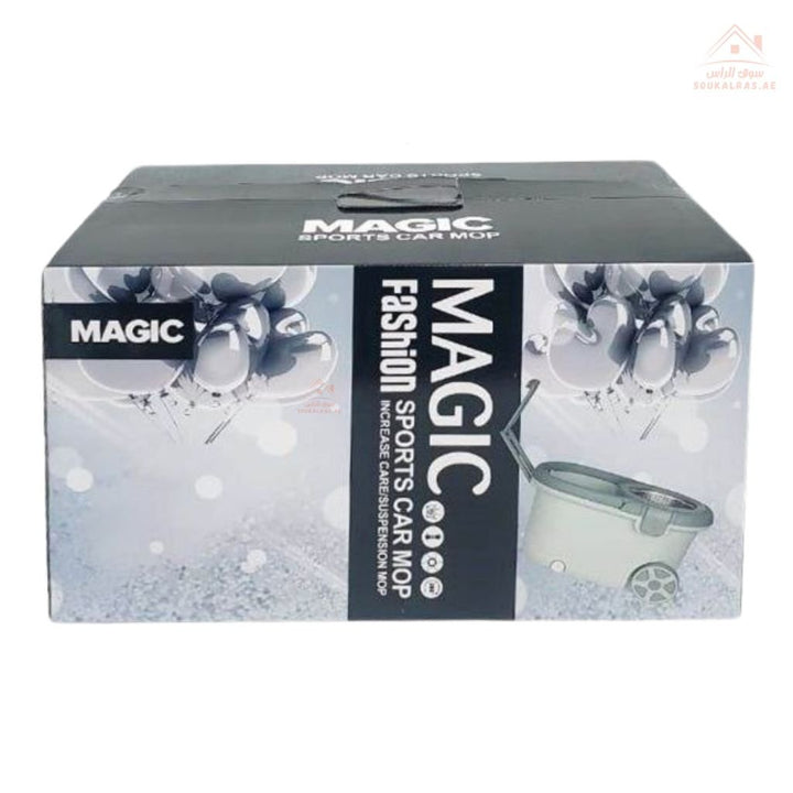 Venice Magic Sports Car Mop Set | 360° Spin Easy Mop with Bucket | Stainless Steel Basket | Premium Wheels - Souk Al Ras