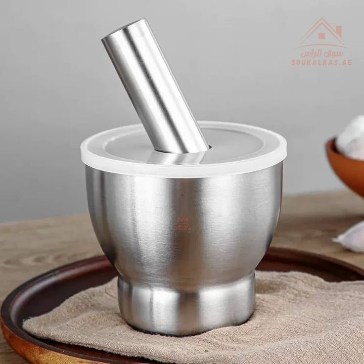 Venice Premium Stainless Steel Mortar & Pestle | Heavy - Duty Spice & Herb Grinder | Rust - resistant and safe for health - Souk Al Ras