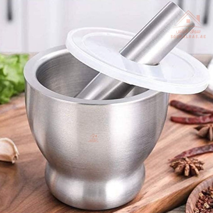 Venice Premium Stainless Steel Mortar & Pestle | Heavy - Duty Spice & Herb Grinder | Rust - resistant and safe for health - Souk Al Ras