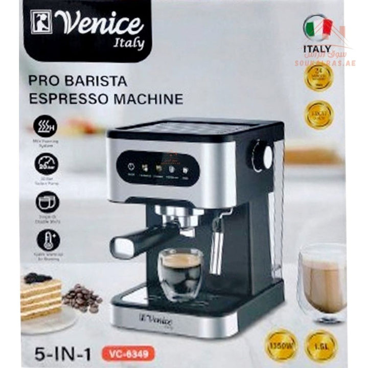 Venice Pro Barista Espresso Machine 1.5L | 1350W 5 - in - 1 Coffee Maker| Professional Home Coffee Maker, Designed to deliver café - quality coffee at home. - Souk Al Ras
