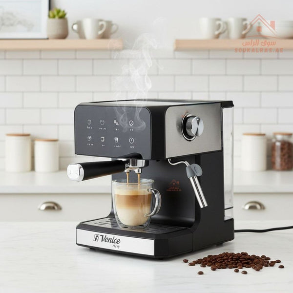 Venice Pro Barista Espresso Machine | 20 Bar | 1350W | Professional Home Coffee Maker, Designed to deliver café - quality coffee at home. - Souk Al Ras