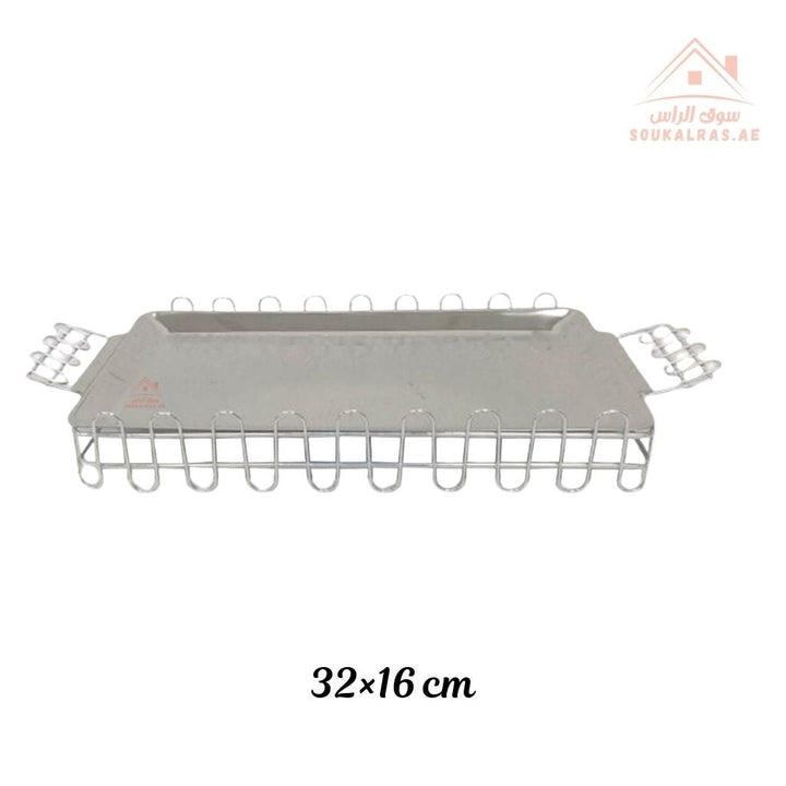 Venice Rectangular Stainless Steel Serving Tray with Metal Handles | Elegant & Durable Design | Available in Multiple Sizes - Souk Al Ras