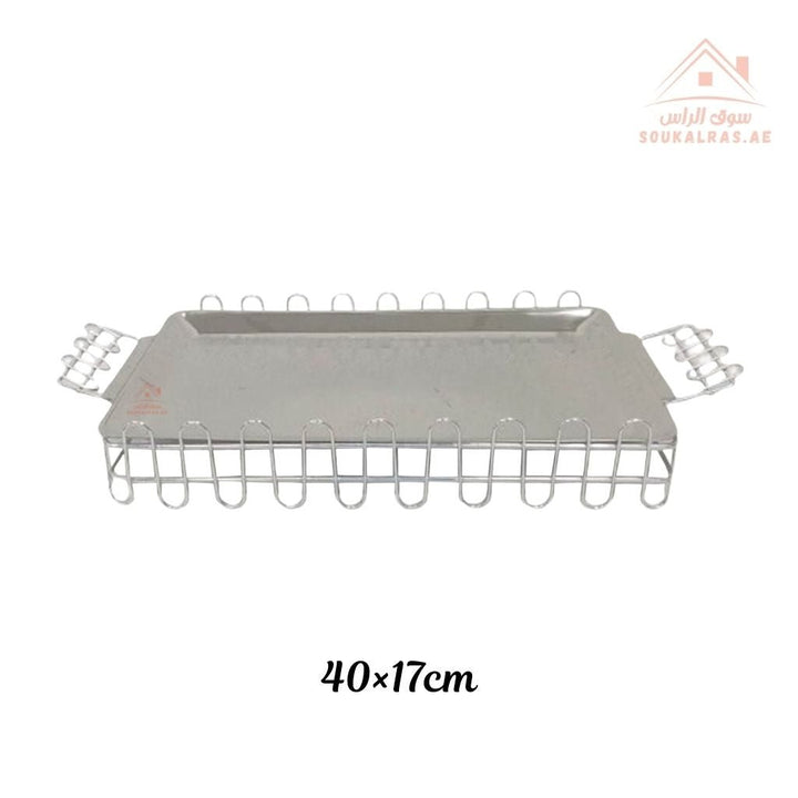 Venice Rectangular Stainless Steel Serving Tray with Metal Handles | Elegant & Durable Design | Available in Multiple Sizes - Souk Al Ras