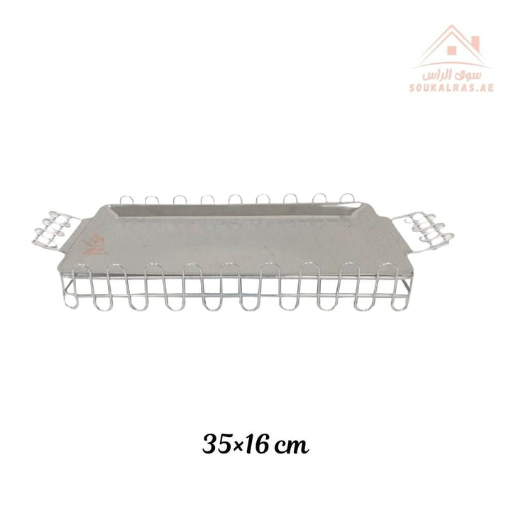 Venice Rectangular Stainless Steel Serving Tray with Metal Handles | Elegant & Durable Design | Available in Multiple Sizes - Souk Al Ras