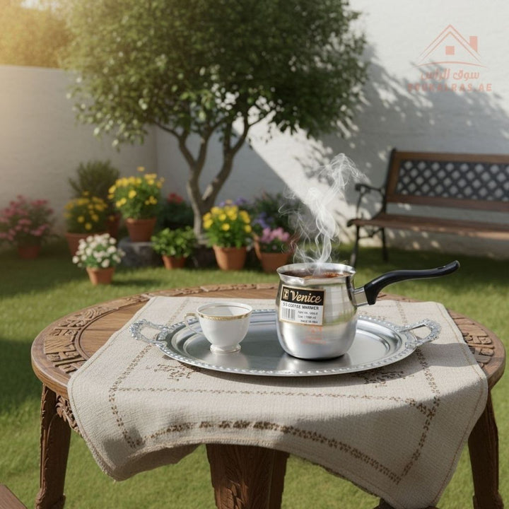 Venice Stainless Steel Arabic Coffee Warmer 1000ML | Durable Handle | Ideal for Turkish & Arabic Coffee - Souk Al Ras