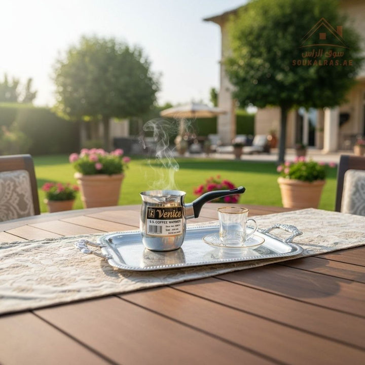 Venice Stainless Steel Arabic Coffee Warmer 650ML | Durable Handle | Ideal for Turkish & Arabic Coffee - Souk Al Ras