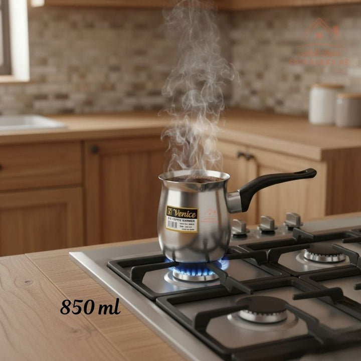 Venice Stainless Steel Arabic Coffee Warmer 850ML | Durable Handle | Ideal for Turkish & Arabic Coffee - Souk Al Ras