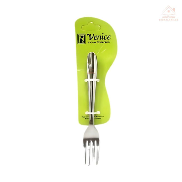 Venice Stainless Steel Dessert Fork - Set of 6 Pcs | Premium Hammered Handle | Made in India | ideal for cakes, fruits & desserts - Souk Al Ras