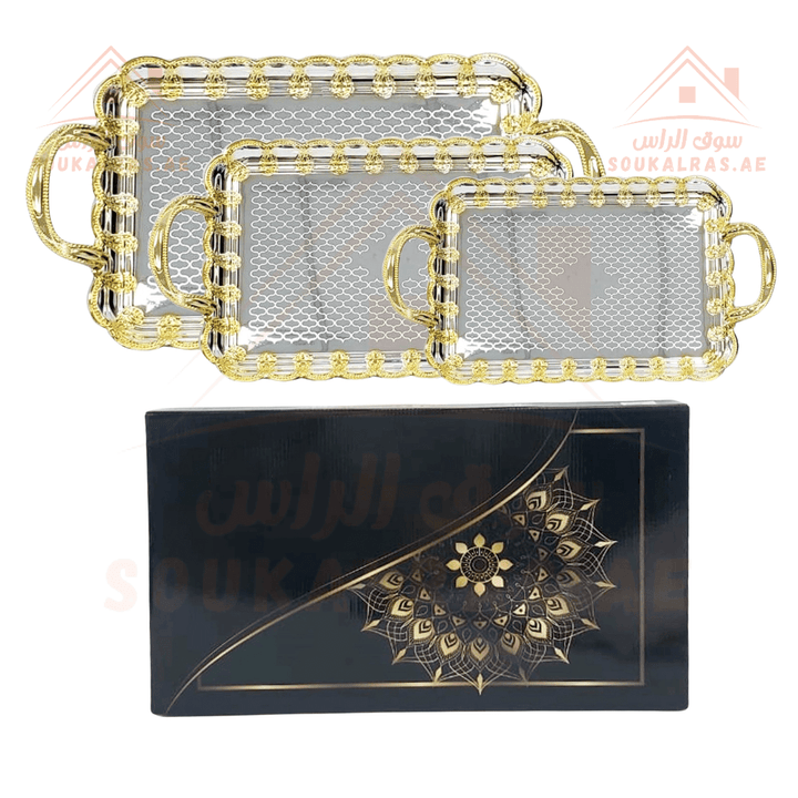 Venice Trays - Elegant Rectangular Design | sizes 24×35, 29×40, and 34×48cm |Premium Serving Trays - Souk Al RasServing Dishes Trays & Platters