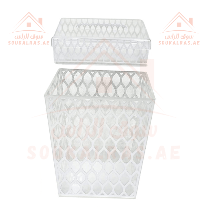 Venice White Bin and Tissue Box Set | Stylish Home Accessories - Souk Al RasHousehold Supplies