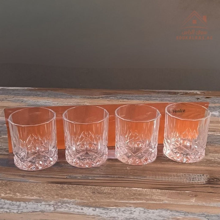 Venis Crystal Glass Tumblers 4Pieces| Elegant Drinking Glasses | Premium Clear Design for Home & Events | Easy to clean and dishwasher safe - Souk Al Ras