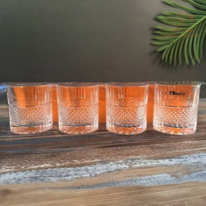 Venis Crystal Glass Tumblers 4Pieces| Elegant Drinking Glasses | Premium Clear Design for Home & Events | Easy to clean and dishwasher safe - Souk Al Ras