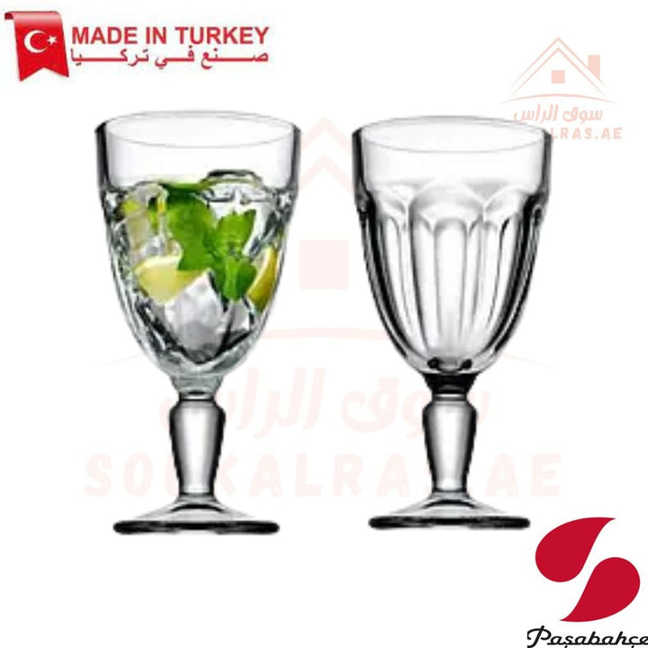 Vintage Goblet Glass Set | 6 - Piece Elegant Drinkware | Classic Stemmed Glasses - Versatile UseSturdy Base & Comfortable Grip. - Souk Al Ras