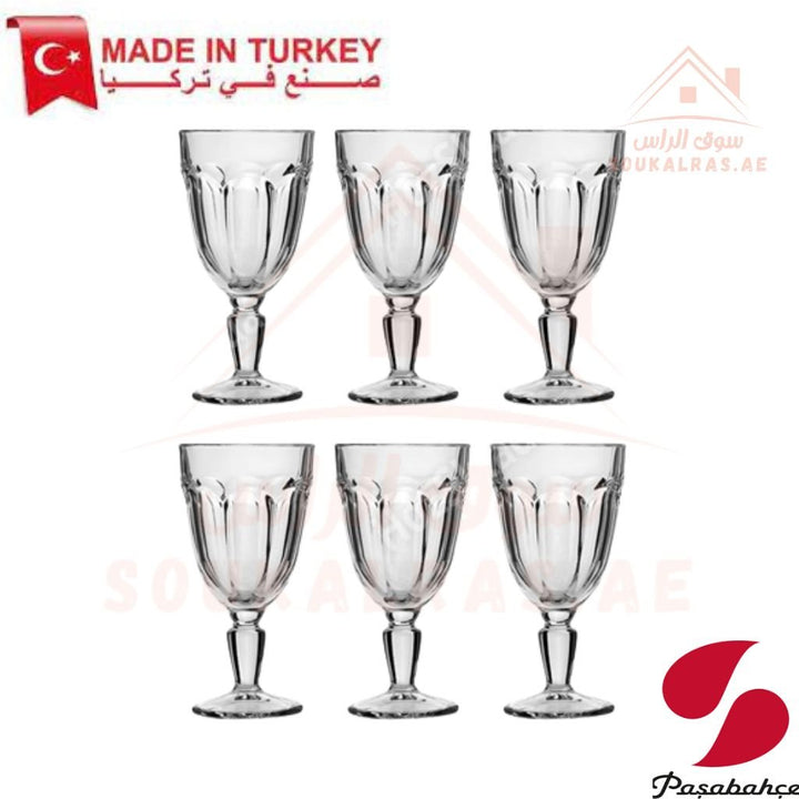 Vintage Goblet Glass Set | 6 - Piece Elegant Drinkware | Classic Stemmed Glasses - Versatile UseSturdy Base & Comfortable Grip. - Souk Al Ras