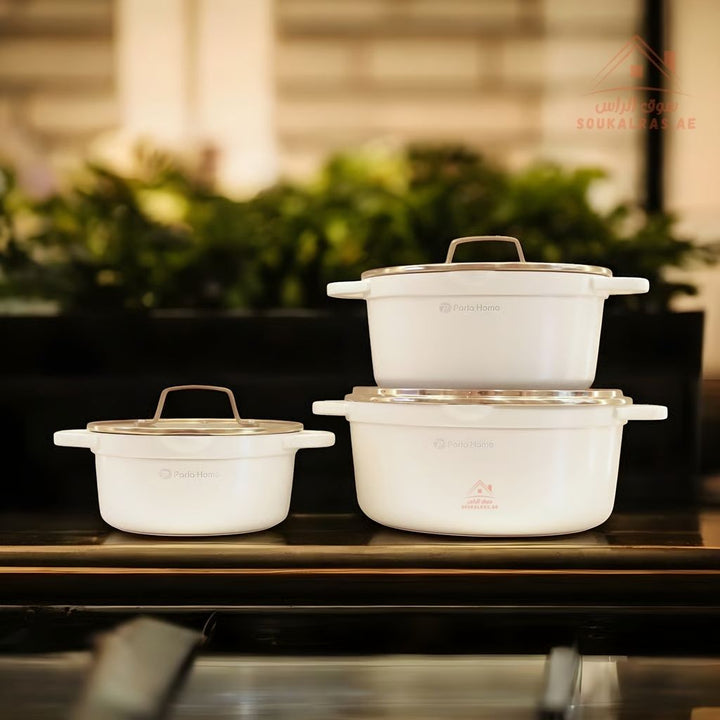 Vista Series Crystal Ceramic 9 - Piece Cookware Set | 6 - Layer Coating | Premium Scratch & Heat Resistance | Induction Compatible - Souk Al Ras