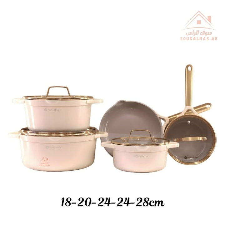 Vista Series Crystal Ceramic 9 - Piece Cookware Set | 6 - Layer Coating | Premium Scratch & Heat Resistance | Induction Compatible - Souk Al Ras